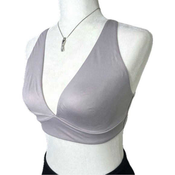 Victoria's Secret Other - Victoria’s Secret Bra Unlined Plunge Racerback Bralette Seamless Deep V Grey 36C